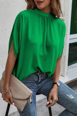 Tie Back Slit Half Sleeve Blouse - Rebel Chics