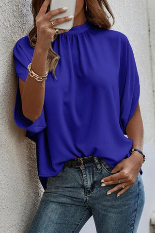 Tie Back Slit Half Sleeve Blouse - Rebel Chics