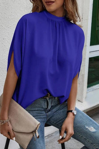 Tie Back Slit Half Sleeve Blouse - Rebel Chics