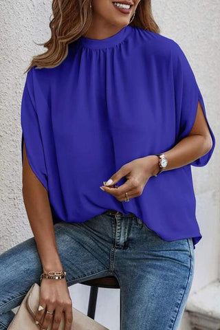 Tie Back Slit Half Sleeve Blouse - Rebel Chics