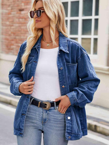 Button Up Denim Jacket with Pockets - Rebel Chics