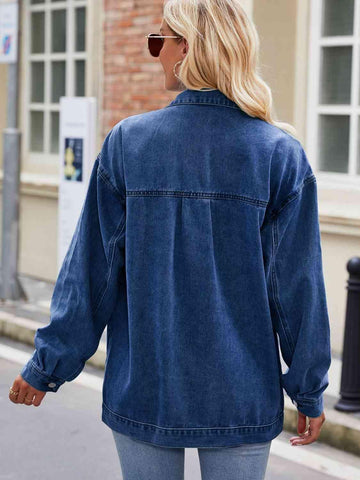 Button Up Denim Jacket with Pockets - Rebel Chics