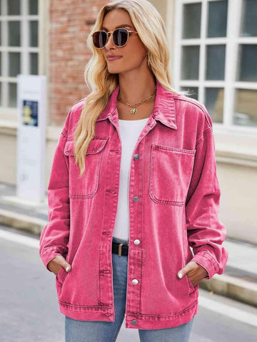 Button Up Denim Jacket with Pockets - Rebel Chics