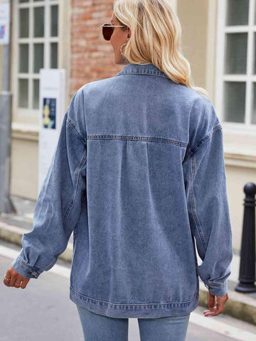 Button Up Denim Jacket with Pockets - Rebel Chics