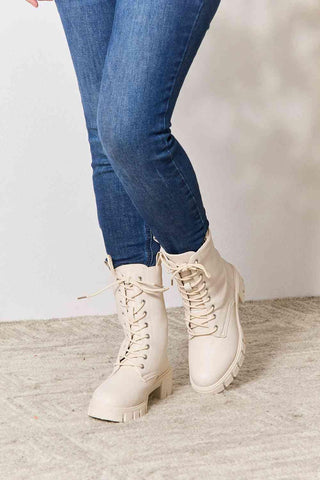 East Lion Corp Zip Back Lace-up Front Combat Boots - Rebel Chics