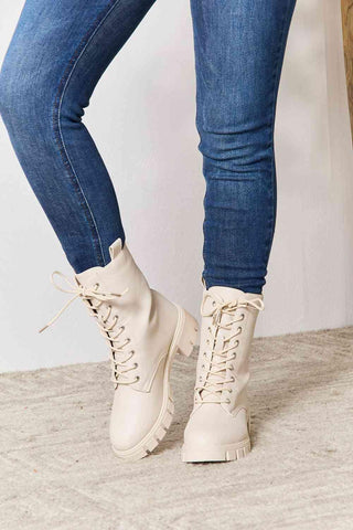 East Lion Corp Zip Back Lace-up Front Combat Boots - Rebel Chics