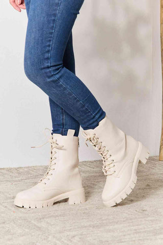 East Lion Corp Zip Back Lace-up Front Combat Boots - Rebel Chics