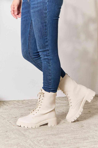 East Lion Corp Zip Back Lace-up Front Combat Boots - Rebel Chics