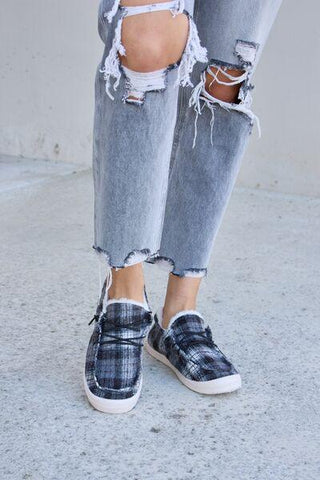 Forever Link Plaid Plush Flat Sneakers - Rebel Chics