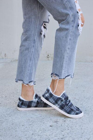 Forever Link Plaid Plush Flat Sneakers - Rebel Chics