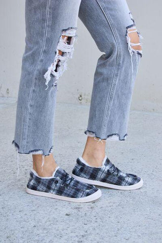 Forever Link Plaid Plush Flat Sneakers - Rebel Chics