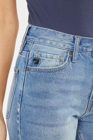 Kancan High Waist Chewed Up Straight Mom Jeans - Rebel Chics