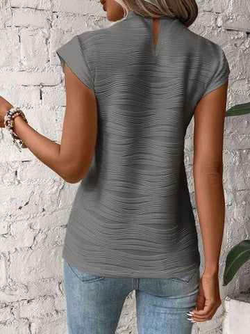 Mock Neck Cap Sleeve T-Shirt - Rebel Chics