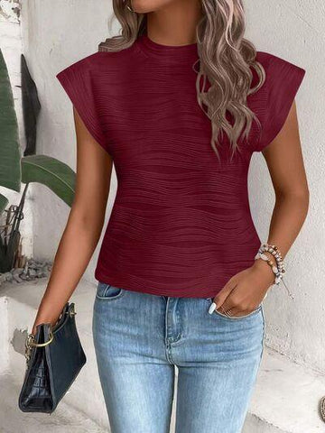 Mock Neck Cap Sleeve T-Shirt - Rebel Chics