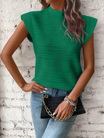 Mock Neck Cap Sleeve T-Shirt - Rebel Chics