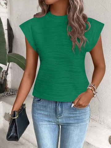 Mock Neck Cap Sleeve T-Shirt - Rebel Chics