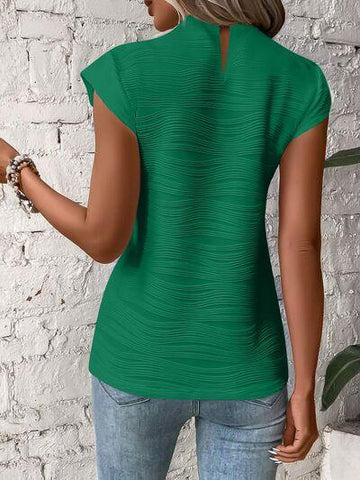 Mock Neck Cap Sleeve T-Shirt - Rebel Chics