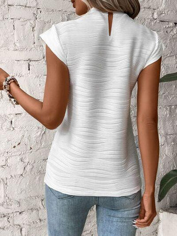 Mock Neck Cap Sleeve T-Shirt - Rebel Chics