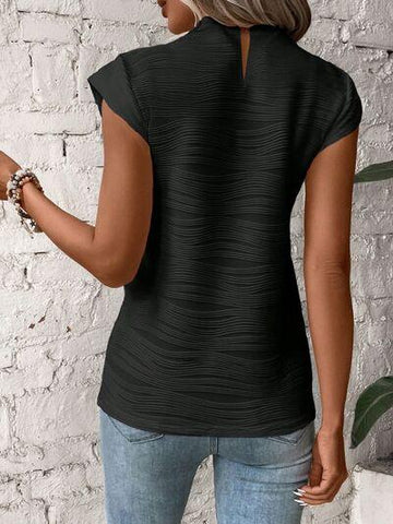 Mock Neck Cap Sleeve T-Shirt - Rebel Chics