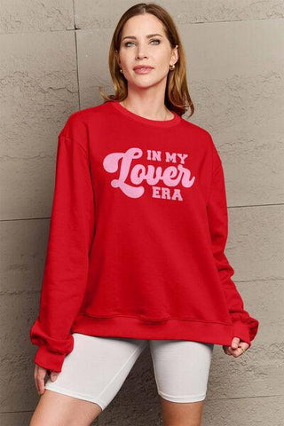 Simply Love Full Size IN MY LOVER ERA Round Neck Sweatshirt - Rebel Chics