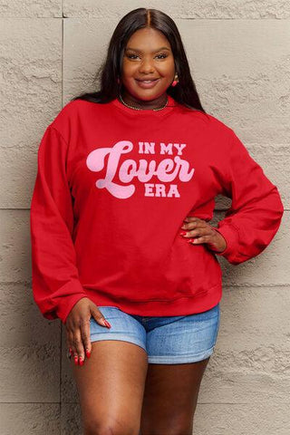 Simply Love Full Size IN MY LOVER ERA Round Neck Sweatshirt - Rebel Chics